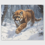 Mountain Lion Prowling in de sneeuw Decoupage Cadeaupapier (Vlak)
