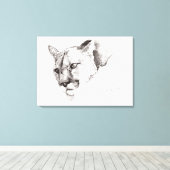 Mountain Lion Tekening Uitgerekte Canvas Print (Insitu (Houten vloer))