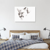 Mountain Lion Tekening Uitgerekte Canvas Print (Insitu (Slaapkamer))