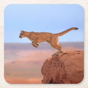 Mountain Lion Vierkante Kartonnen Onderzetter