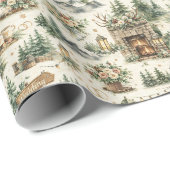 Mountain Lodge Wedding Watercolor Pattern Cadeaupapier (Rol Hoek)