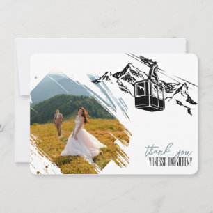 Mountain Love Dusty Blue Wedding Bedankkaart
