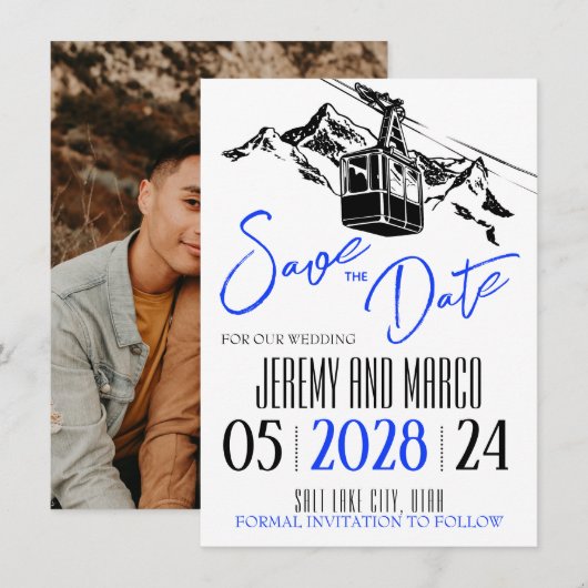 Mountain Love Royal Blue Save The Date (Voorkant / Achterkant)