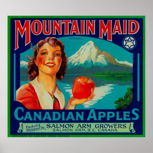 Mountain Maid Apple LabelCanada Poster (Voorkant)