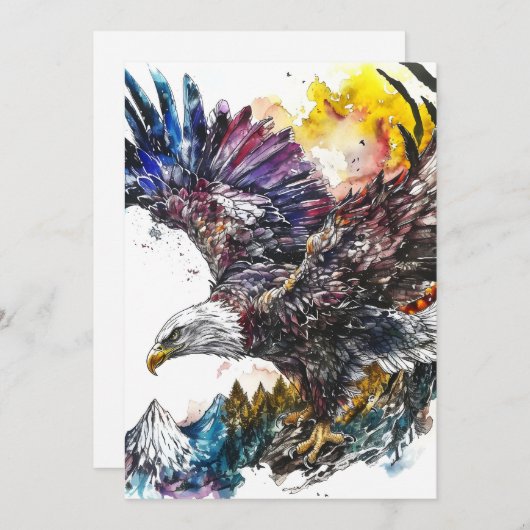 Mountain Majesty Eagle Waterverf Feestdagenkaart (Voorkant / Achterkant)