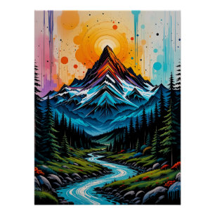 Mountain Majesty: Nature-Inspired Graffit Perfect Poster