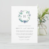 Mountain Meadow | Floral Monogram Weddenschap Kaart (Staand voorkant)