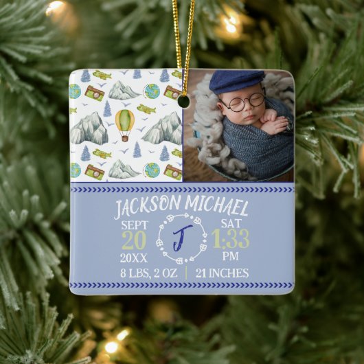 Mountain Memories Birth Stats Christmas Ornament (Boom)