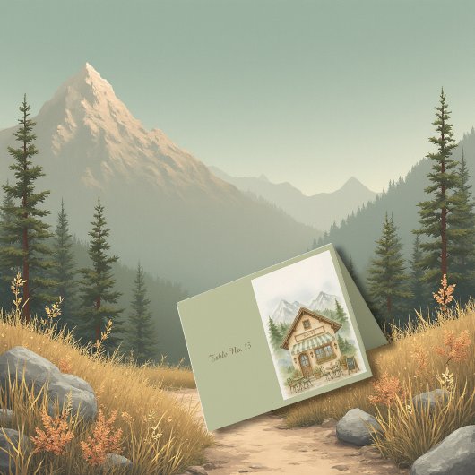 Mountain Monogram bruiloft Bestemming tabel nummer Bedankkaart