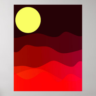 Mountain Moon Landschap Moderne minimalistische ku Poster