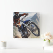 Mountain Motocross Racing Vierkante Klok (Huis)