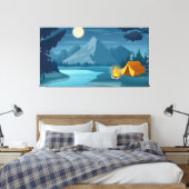 Mountain night camping canvas afdruk (Insitu (Slaapkamer))
