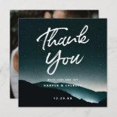Mountain Night Dark Starlit Sky Wedding Square Bedankkaart (Voorkant / Achterkant)