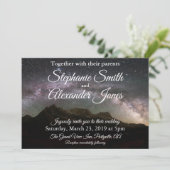 Mountain Night Stars Wedding Invitation Kaart (Staand voorkant)