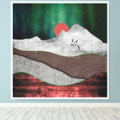 Mountain Northern Lights Canvas Afdruk (Insitu (Houten vloer))