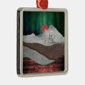 Mountain Northern Lights Metalen Ornament (Rechts)