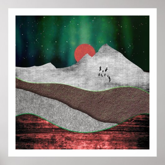 Mountain Northern Lights Poster (Voorkant)