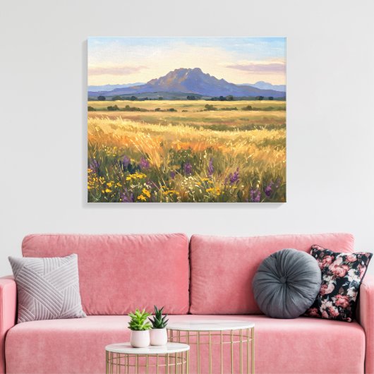 Mountain on the plain canvas afdruk (Insitu (Woonkamer))