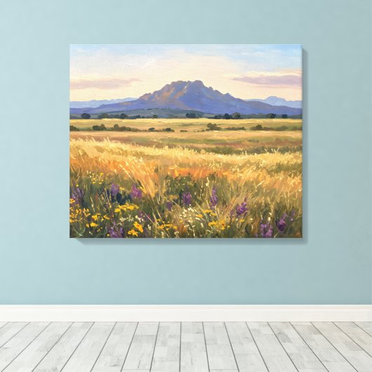 Mountain on the plain canvas afdruk (Insitu (Houten vloer))