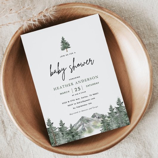Mountain Outdoor Winter Boy Baby shower Invitation