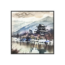 Mountain Pagoda On River (winter)
