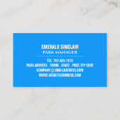 Mountain Park, eigenaar van vakantiepark, manager Visitekaartje (Achterkant)