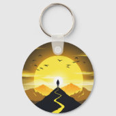 Mountain Peak Silhouette with a winding. Pedestal Sleutelhanger (Voorkant)