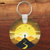 Mountain Peak Silhouette with a winding. Pedestal Sleutelhanger (Voorkant)