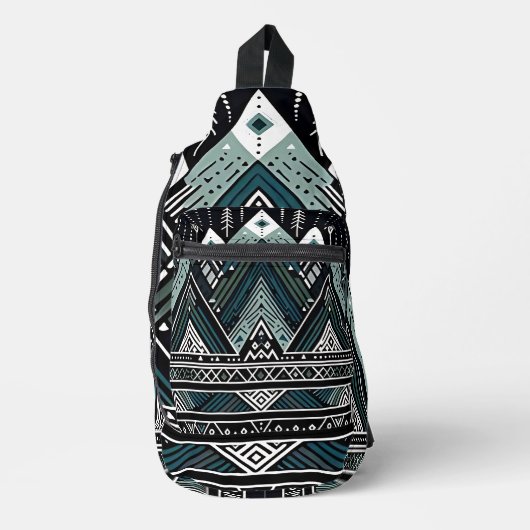 Mountain Peaks Tribal Geometric Sling Bag (Voorkant)