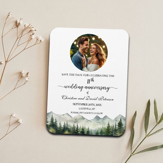 Mountain Pine 11 Wedding Anniversary Save the Date Magneet