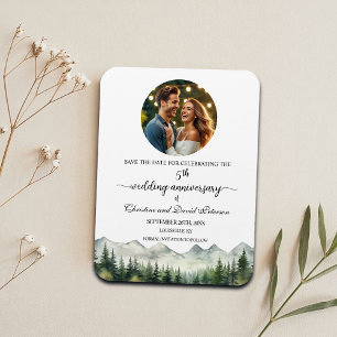 Mountain Pine 5 bruiloft Jubileum Save the Date Magneet