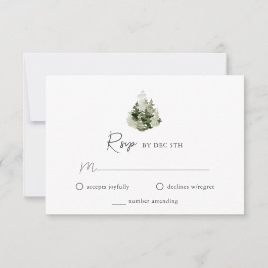 Mountain Pine Forest Wedding RSVP Card (Devant)