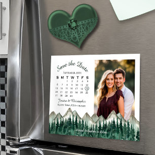 Mountain & Pine Kalender Foto Save the Date Magnee Magnetische Uitnodiging