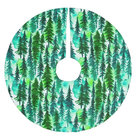 Mountain Pine Tree Forest Waterverf Kerstboom Rok (Voorkant)