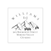 Mountain Pine-tree Wedding Initialen Retouradres Rubberstempel (Afrduk)