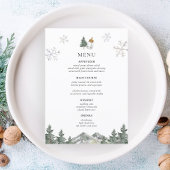 Mountain Pine Tree Winter Baby shower Menu Kaarten