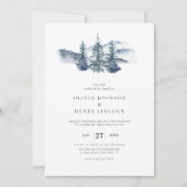 Mountain Pine Tree Winter bruiloft foto Kaart (Voorkant)