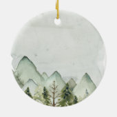 Mountain Pine Trees Eerste Kerstmis als Mr en Mrs. Keramisch Ornament (Achterkant)