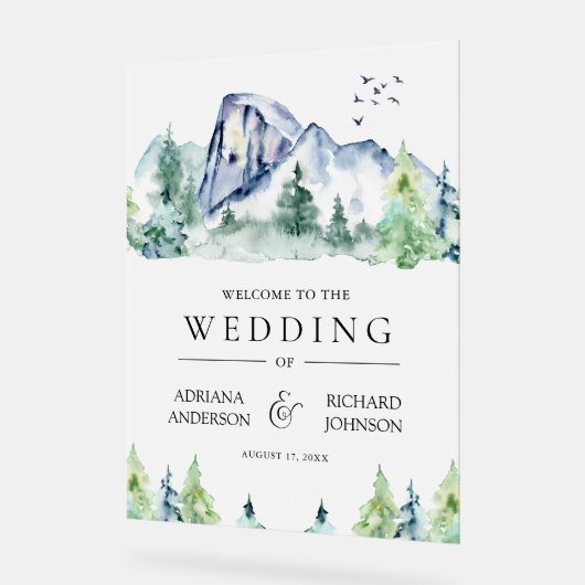 Mountain Pine Trees Forest Wedding Welcome (Angle)