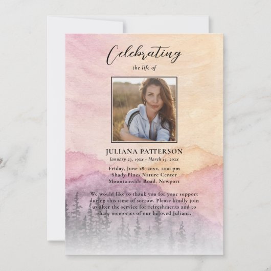 Mountain Pines Funeral Photo Program Kaart (Voorkant)