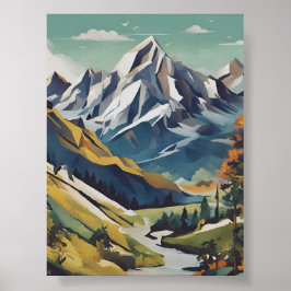 Mountain Poster met kleurrijke kleuren