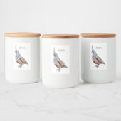 Mountain quail bird cartoon illustration voedselcontainer etiket (Flessen)