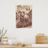 Mountain Ram Steadfast Natuur Woodcut Design Poster (Keuken)