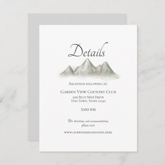 Mountain Range bruiloft details en informatie Informatiekaartje (Voorkant / Achterkant)