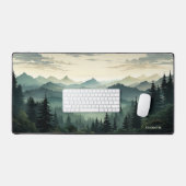 Mountain Range Pine Forest Uitzicht Donkergroen th Bureaumat (Keyboard & Muis)