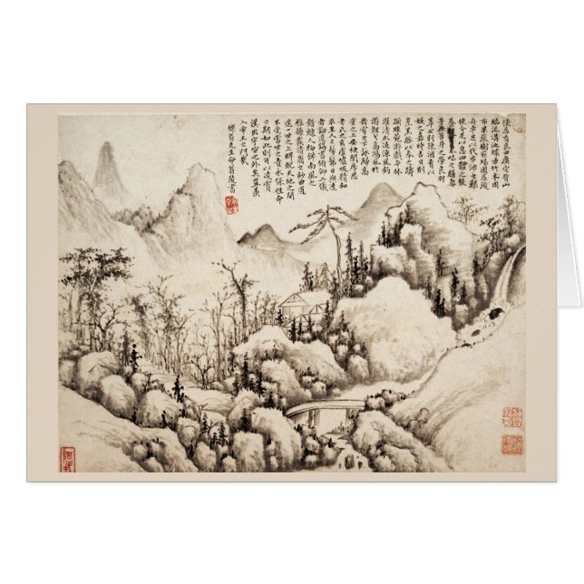 "Mountain Retreat" Chinese  kunst van Shi Lin (Voorkant Horizontaal)