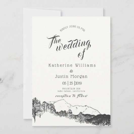 Mountain Retreat Rustic Faire-part de mariage (Devant)