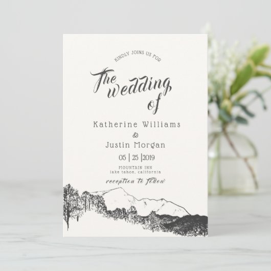 Mountain Retreat Rustic Faire-part de mariage (Debout devant)