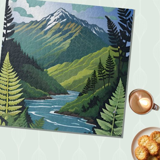 Mountain, River, Ferns of New Zealand Legpuzzel