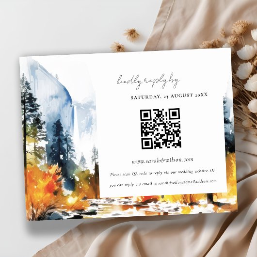 Mountain River Herfst Landscape Bruiloft QR Code R Informatiekaartje